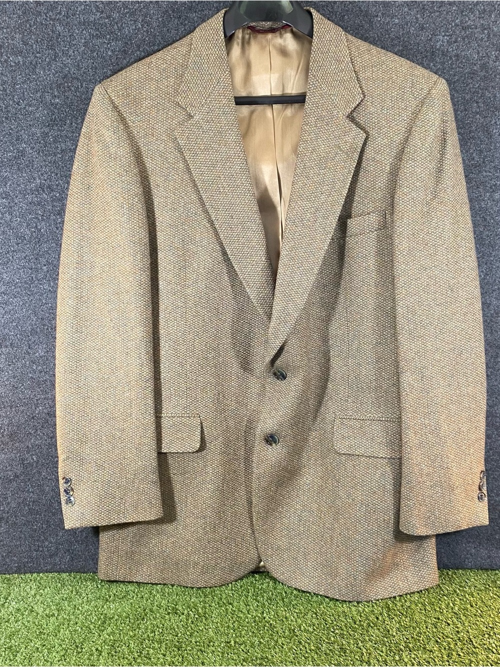 Vintage Botany 500 Sport Coat 44R Brown Tan Wool Tweed Blazer